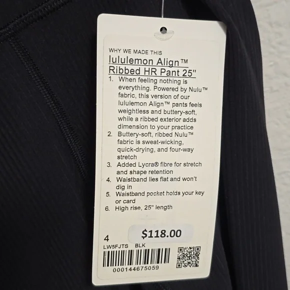 Lululemon Athletica Women's Black Ribbed HR Pants - Picture 4 of 5